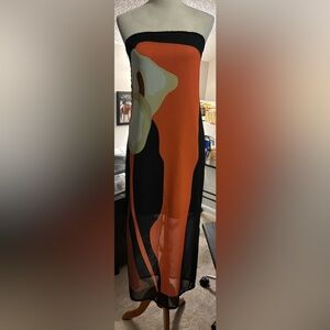 Strapless Maxi Sheer dress with lining. Size 6